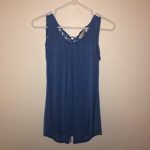Cupio Periwinkle Crochet Floral Tank Top